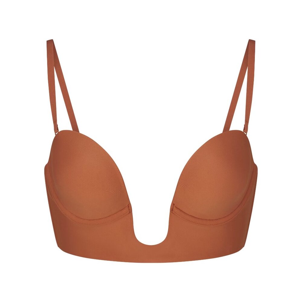 skims deep plunge u wire longline bra with straps XS :  bronze  new